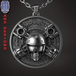 Biker_skull_v7_Pendant_a1.jpg Download file Biker skull v7 pendant jewelry • 3D printable template, AKS-Designs