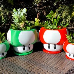 IMG_9185 (1).jpg Download STL file Mario Themed Mushroom Planter | Assemble-After-Print & Dual-Color/Multi-Material Print Files • 3D print template, ThinAirCraftworks
