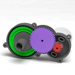 4.png STL file Gearbox with 1:10 gear ratio for rc car・Model to download and 3D print