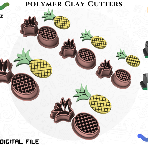 Polymer Clay Cutter *5 Sizes 2 version Cut/Pineapple+summer/EULITEC.COM/CC/COPYRIGHTED LICENSE 3D model