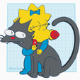maggie-and-snowball.png Maggie Simpson and Snowball the Cat Wall Art with Keyhole