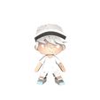 front.jpg A Boy Wearing Stylish Hat Figurine for Display
