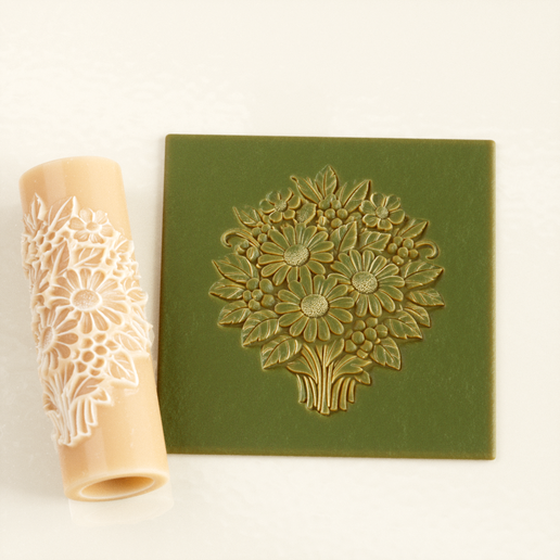 Daisy Bouquet Relief Texture Roller STL File – Digital Download