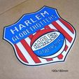 harlen-globetrotters-escudo-equipo-baloncesto-cartel.jpg Harlen Globetrotters, shield, badge, logo, poster, sign, 3d printing, players, court, ball, ball