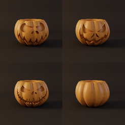 Boug_00.png Download STL file 4 Halloween Pumpkin Candleholders • 3D printer model, WildArt3D