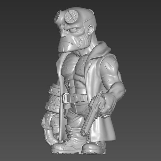 2.png Hellboy Keychain STL File, Stylized Superhero Keyring Accessory