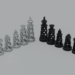 Chess7.png Download free STL file Spiral chess set • 3D printing object, raiks