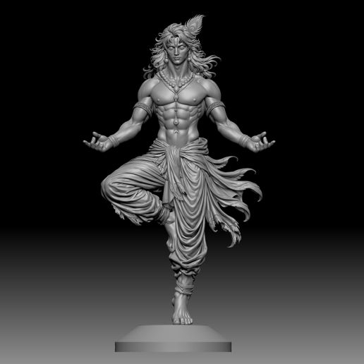 Lord Krishna Dancing Highly Detailed Spiritual Sculpture STL for 3D Printing