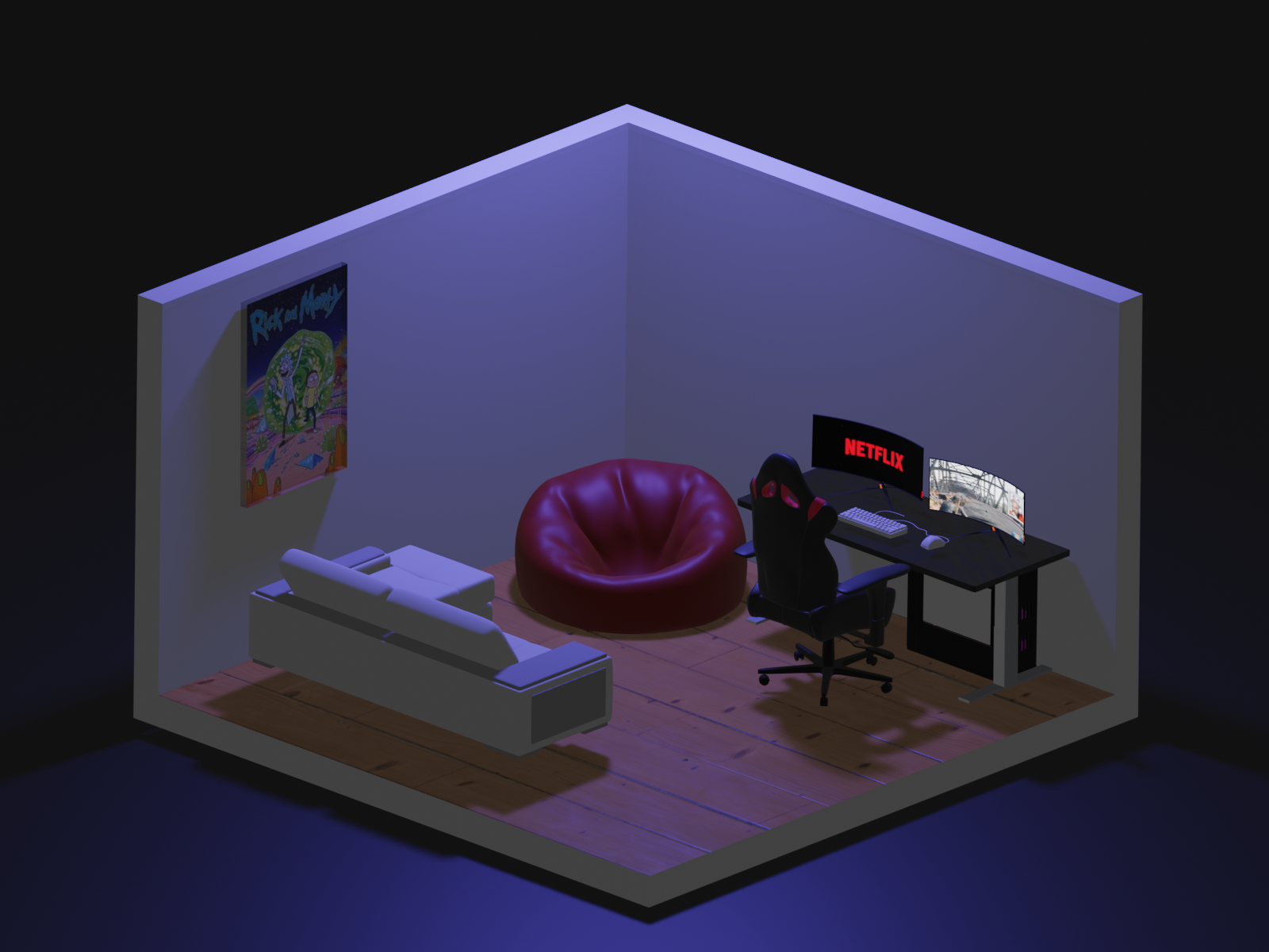 Free Obj File Gaming Room 3d Print Model To Download Cults