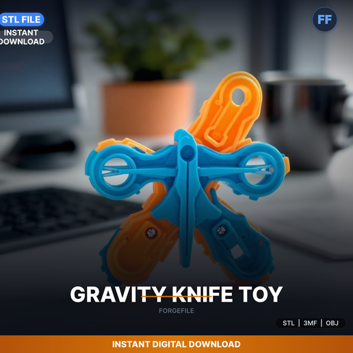 Retractable Gravity Knife Toy, Safe Blade Retracts, - 3D Printable STL File