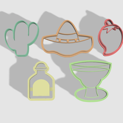 mexico.png STL file Mexican Cookie Cutter X5・3D printable design to download