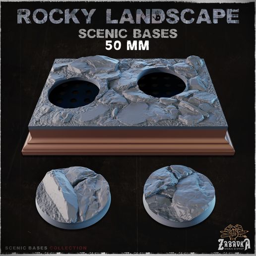 Rocky Landscape - Scenic Bases (50mm Bases)