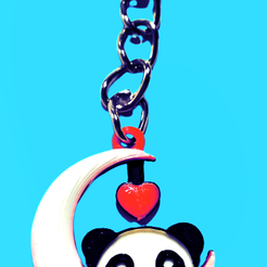 panda_llavero_luna-editado.png 3D file Panda with moon, keychain, charm or souvenir optimized for color change・3D printable model to download