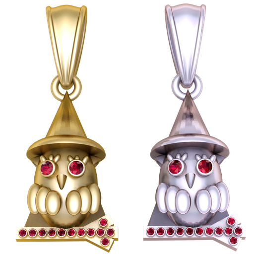 render-2.png Colgante imprimible en 3D de búho con sombrero de mago