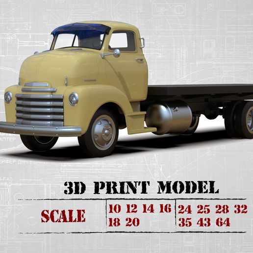 0_1.jpg STL files Hauler Cab Over Engine longbed flatbed Camião