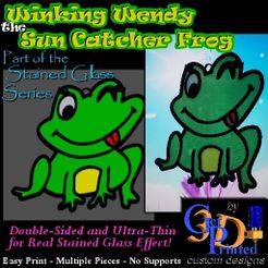 Frog-IMG.jpg STL file Winking Frog Suncatcher Window Hanging Garden Decoration・3D printable model to download