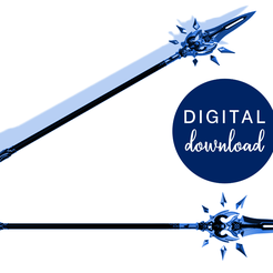 Primordial-Jade-Winged-Spear-Digital.png 3D file PRIMORDIAL Jade Winged Spear STL FILES [Genshin Impact]・3D printing template to download