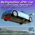 MyDigitalSlot JPN1 Car 1/32 Complete Analog / Digital Slot Car Chassis and Body, Rims and Bushings, Gears and Guide! ; : Rendered Image er printable parts MyDigitalSlot JPN1 Car, 1/32 Complete Analog / Digital Slot Car