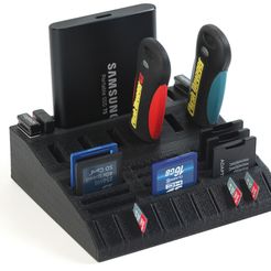 01.jpg STL-Datei Desktop organizer for USB, SD, Micro SD, & Samsung T5 kostenlos・3D-druckbare Vorlage zum herunterladen