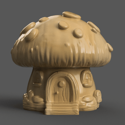 Cute Mushroom House 3D Design – Perfect for Desk or Table 3D model