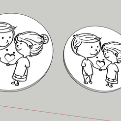 Immagine.png STL file Couple love heart san valentine cookie cutter embossed cake design decoration wedding girl boy fall in love・Design to download and 3D print