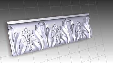 Classic Acanthus Leaf & Torch Crown Molding Profile / Architectural Frieze STL for CNC & 3D Print