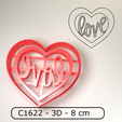 P3D_Cortante_C1622_Cortante_love_en_corazon_3D_-8cm.png Cookie cutter / Cortante de galletitas - Valentines day LOVE in heart / LOVE en Corazon para San Valentin