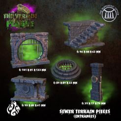 Sewer-Terrain-pieces4.jpg Fichier 3D Entrées du terrain d'égout・Idée pour impression 3D à télécharger