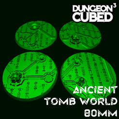 AncientTombWorld_80mm.png Archivo STL Bases del Mundo de las Tumbas Antiguas - 80mm・Objeto imprimible en 3D para descargar, dungeoncubed
