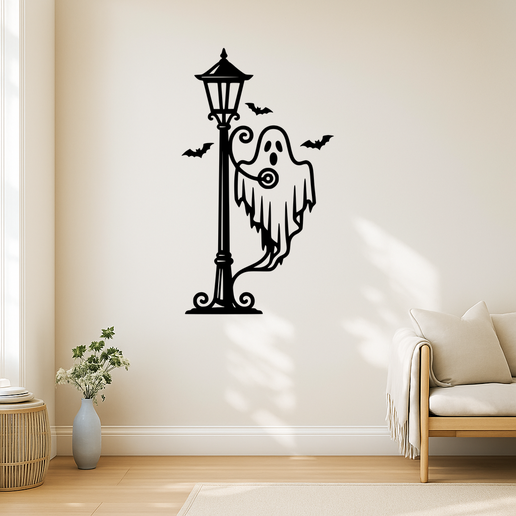 Ghost Under Street Lamp 001 - Wall Art Onecolor - 3D model önizlemesi