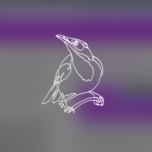 Blue-faced Honeyeater 2 lineart 3d printed 3D model preview