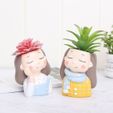 e6701103c108c2b8072ddd304ada9b0d.jpg Pack combo 2 Cute girls planter for 3D printing 3D print model