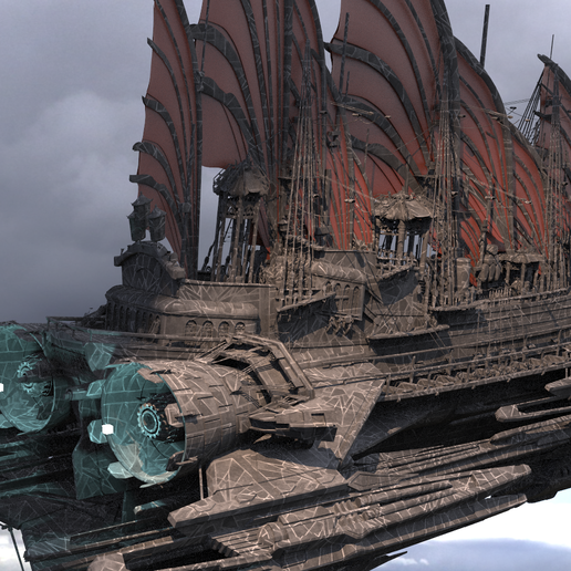 🐉 Black Dragon Speeder 3 Airship Queen Airship 1・ OBJ File for