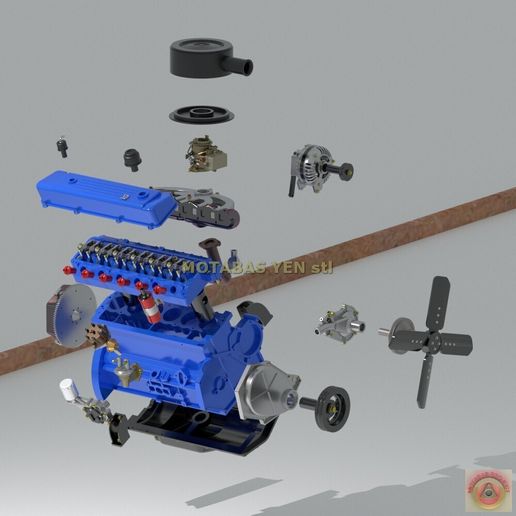 🌆 CHRYSLER SLANT SIX - ENGINE・ STL File for 3D printing・Cults