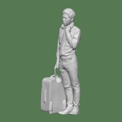 DOWNSIZEMINIS_manheadphone284a.jpg STL file MAN WITH HEADPHONE AND SUITCASE PEOPLE CHARACTER・Template to download and 3D print