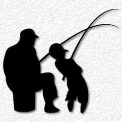 project_20230531_1113435-01.png STL file Fishing scene wall art fathers day wall decor 2d art・Template to download and 3D print