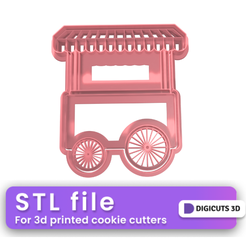Pop-corn-trolley-cookie-cutter-11.png STL file Pop corn trolley COOKIE CUTTER - SUMMER TROPICAL COOKIE CUTTER STL FILE・3D printing idea to download
