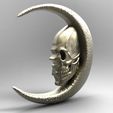 Skull-moon-pendant-.9.jpg STL file Skull moon pendant・3D printable model to download