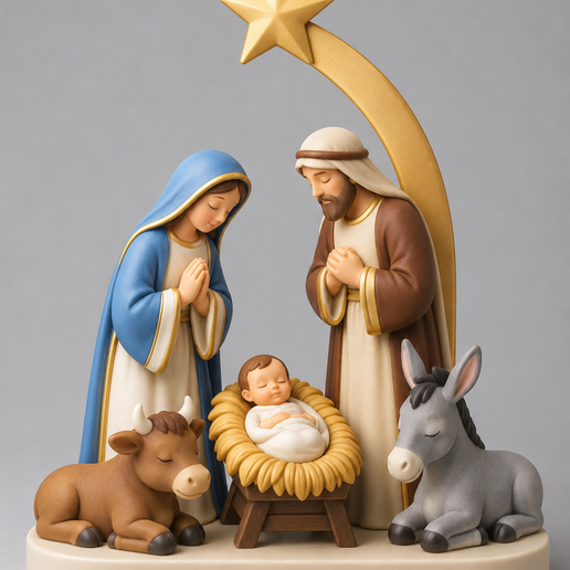 Mini Catholic Nativity Scene 5 Piece Christmas 3D Printable STL Set
