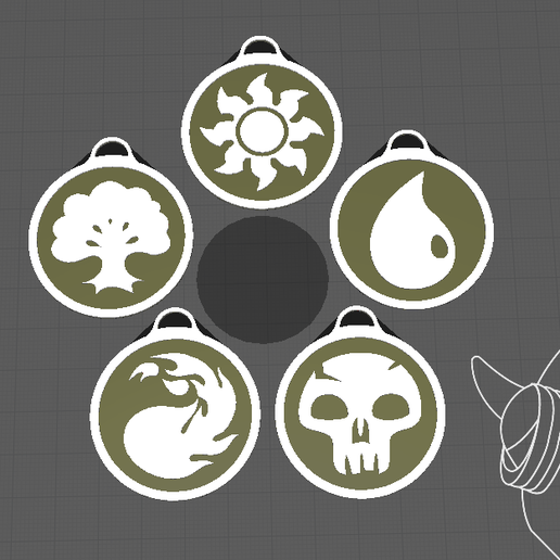 Five-color Magic manas key rings 3D model