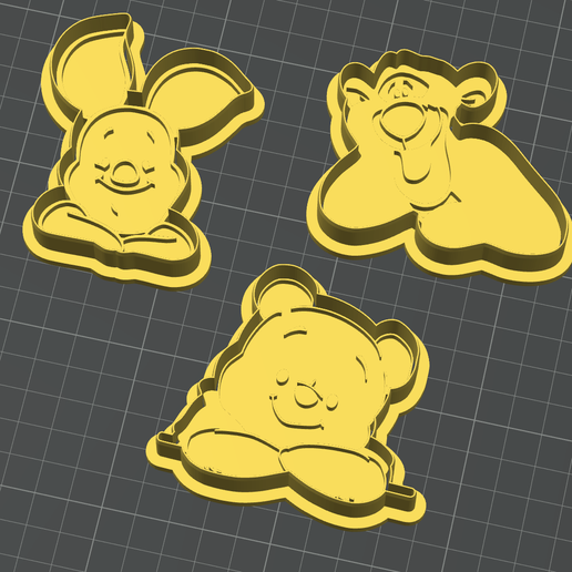 Cute Bear Cutter & Stamp Set (3 Designs) | STL for Cookies & Fondant