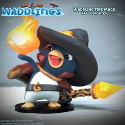 Waddling-Fire-Mage-Col.jpg Waddling Fire Mage Miniature - Pre-Supported
