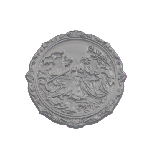 Robed Figures Diplomatic Gathering Relief Medallion STL