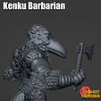 CULTS-PRINT-FILE-03.png Kenku / Aarakocra / Birdfolk Barbarian with Throwing Axes D&D Miniature - by 1ShotHeroes
