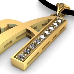 Vista-de-Oro-Amarillo-con-diamantes.jpg 3D file Letter A Pendant with Gems To download・Template to download and 3D print