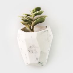 Faceted_Planter_Marble_Environment.jpg Free STL file Faceted Modular Wall Planter・3D printable object to download, 3DBROOKLYN