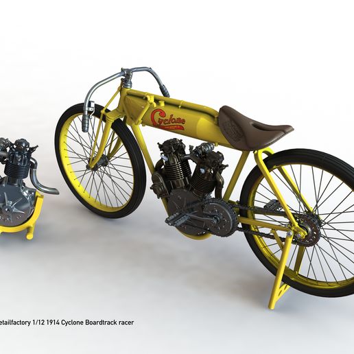 🌀 1/12 1914 Cyclone 1000 Boardtrack Racer・ STL File for 3D printing・Cults