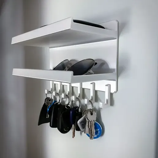 Wall mount Key holder Organizer with Shelves - 3D model önizlemesi