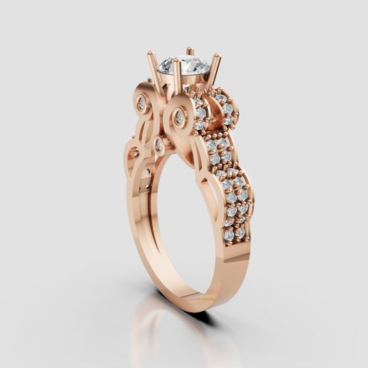 💎 3D Cad jewelry design of Lady diamond ring with Diamond・ 3D