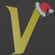 V.png HARRY POTTER STYLE LETTER V WITH CHRISTMAS HAT + KEY CHAIN